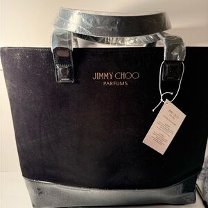 Jimmy Choo Black Velvet & Patent Leather Messenger Tote NWTs